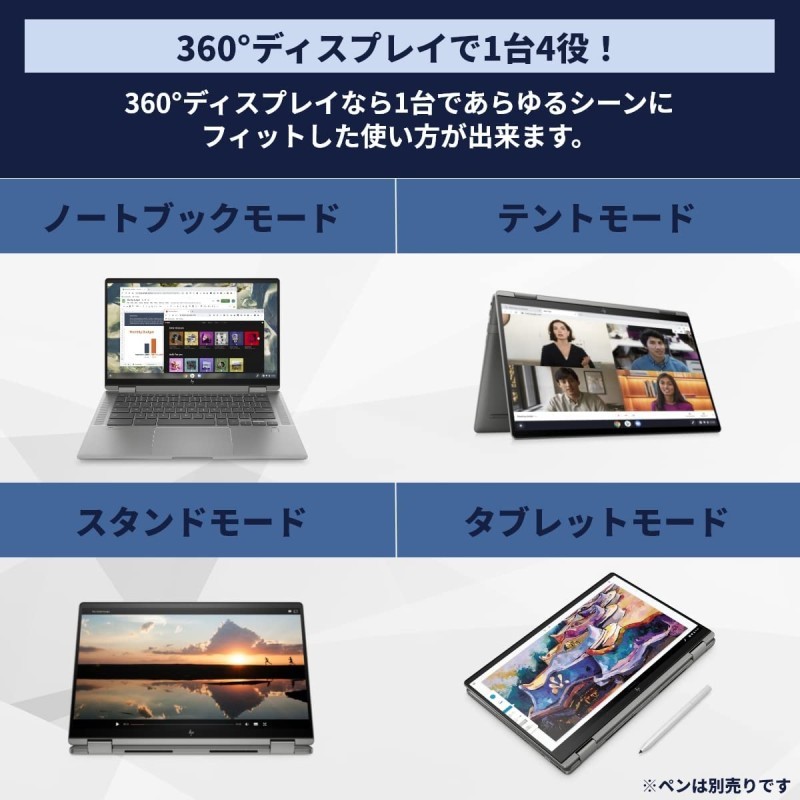Google HPChromebook x360 14c笔记本电脑 英特尔 Core i5 8GB内存 256GB SSD 2in1指纹认证 支持USI笔IPS触摸日语键盘Wi-Fi6